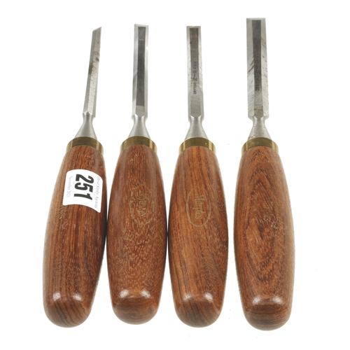 251 - Four bevel edge chisels by MARPLES with hardwood handles G++