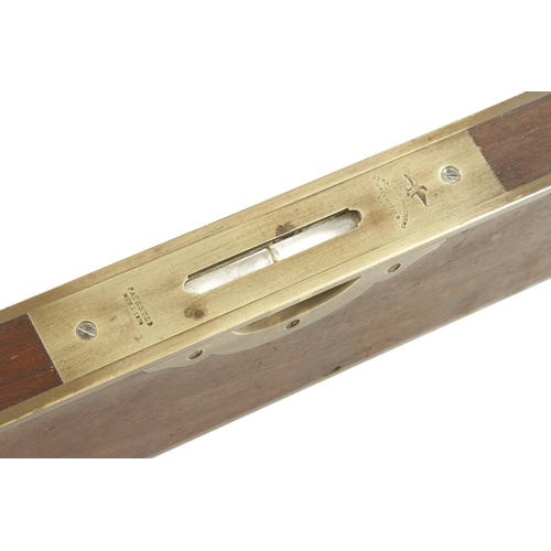 827 - A 2' brass framed mahogany level and plumb by STRATTON BROTHERS Patented 1878 G+