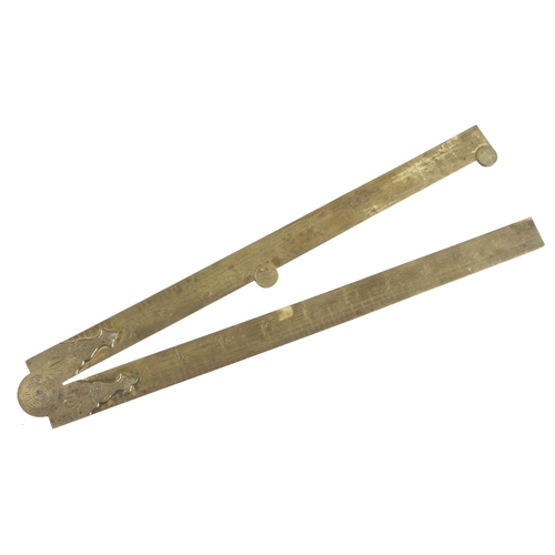 834 - A 2' two fold brass rule by RABONE with decorative hinge F