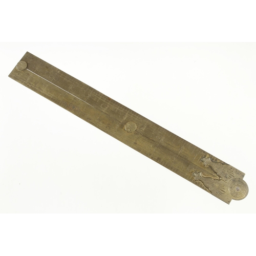 834 - A 2' two fold brass rule by RABONE with decorative hinge F