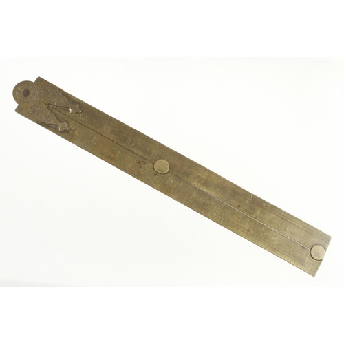 834 - A 2' two fold brass rule by RABONE with decorative hinge F