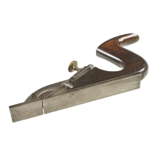 853 - An unusual iron rebate plane with superb elongated rosewood handle, obviously a manufactured tool G+... 