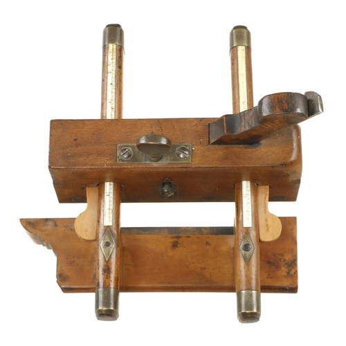 881 - A beech plough by GARDNER Bristol with boxwood fence and ivory scales to the arms G+