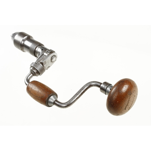 912 - An unusually small ratchet brace by J.A.CHAPMAN Sheffield with mahogany head and handle G+