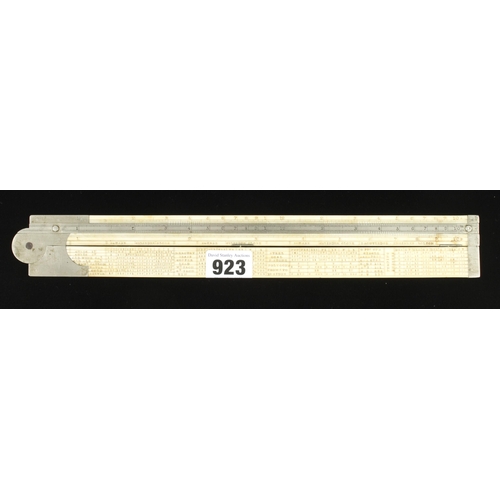 923 - An ironmonger's 2' two fold ivory slide rule by ASTON Maker Soho with German silver fittings G