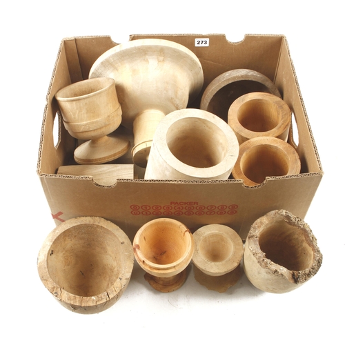 273 - A box of timber bowls etc roughed out for turning G