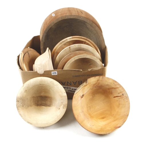 275 - 12 mixed timber platters and bowls roughed out for turning G