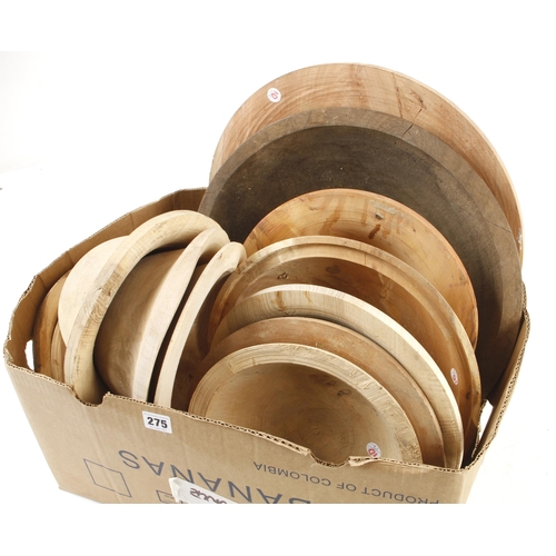 275 - 12 mixed timber platters and bowls roughed out for turning G