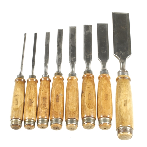 730 - A set of 8 bevel edge chisels 1/8