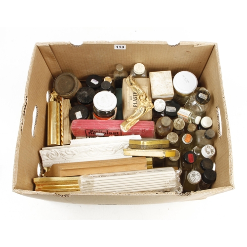 113 - A gilding kit inc. whiting, Alpha plaster, size, varnish etc t/w the vendor's comprehensive notes on... 