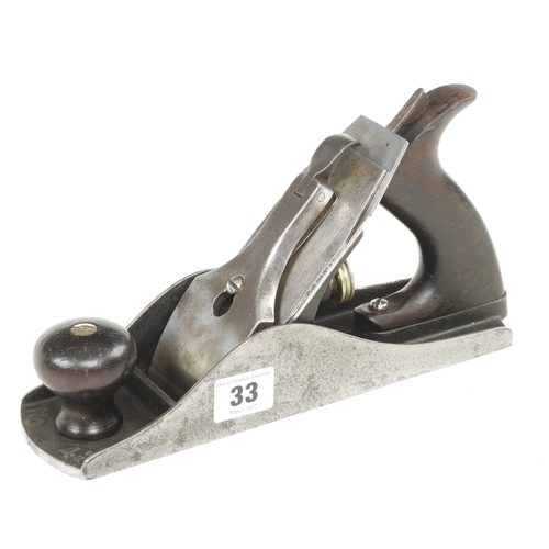 33 - An early STANLEY No 4 1/2 smoother pre adjustable frog with replaced English iron G+