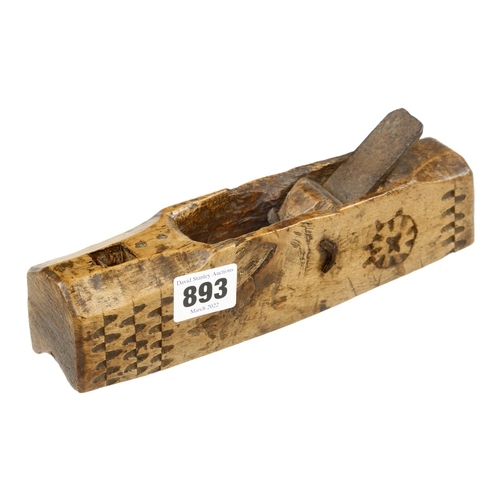 893 - A 17/18c European? boxwood hollow plane 8 1/4