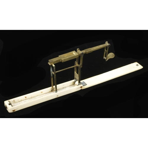 908 - A very rare ivory cased brass guinea scale by A WILKINSON Ormskirk (Late of Kirby) near Liverpool, n... 