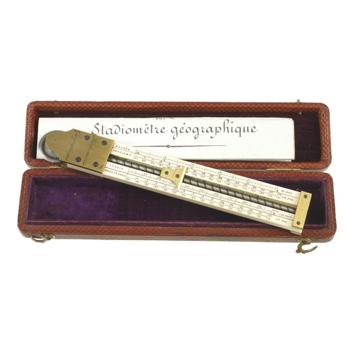 910 - An unused ivory and lacquered brass Stadiometre Geographique (map measurer) c1870 undoubtedly by Bre... 