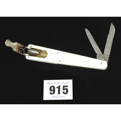 915 - A most unusual ivory quill cutter by ROGERS Sheffield with No 6 Patent Pen Nibber also with V.R. and... 