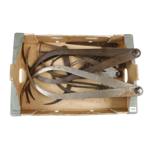 108 - 11 pairs of calipers and dividers to 24