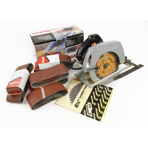 126 - A MAKITA belt sander and an AEG circular saw Pat tested