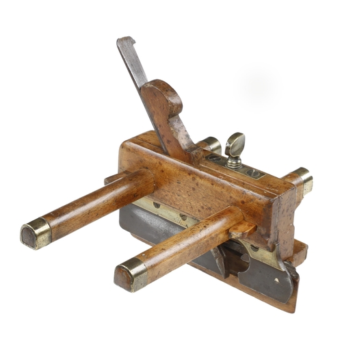 210 - A small beech plough with brass depth stop G++