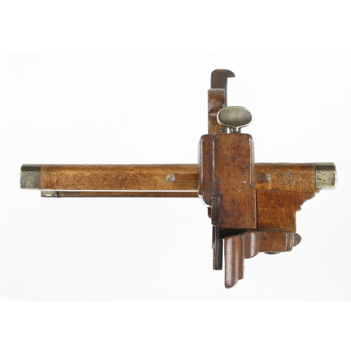 210 - A small beech plough with brass depth stop G++