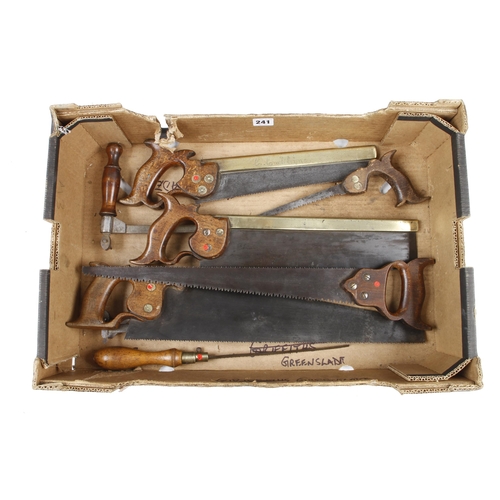 241 - An unusual double sided saw, two b/b saws and 4 others G