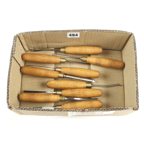 494 - A set of 9 carving tools by HENRY TAYLOR G++