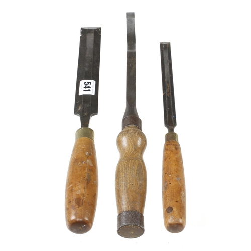 541 - A mortice lock chisel by MARPLES and two bevel edge chisels G