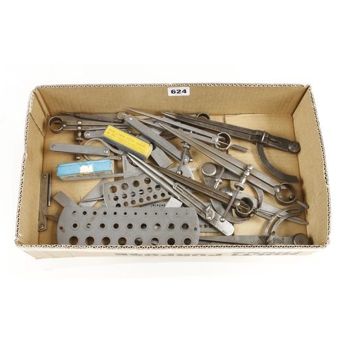 624 - Quantity of engineer's calipers, dividers etc G+