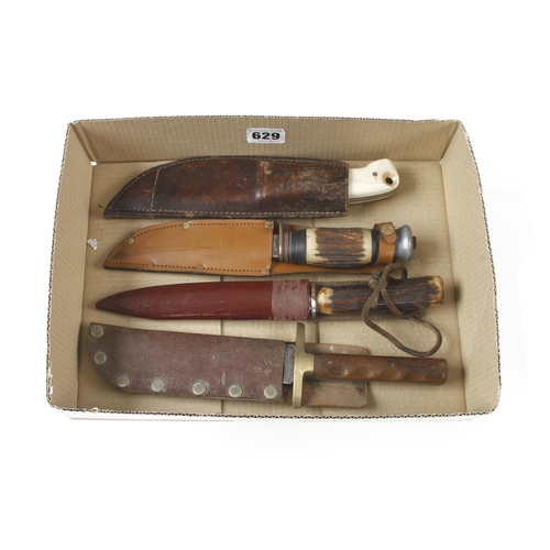 629 - Four sheath knives G+