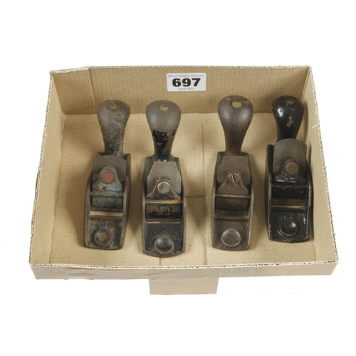 697 - Four STANLEY No 100 thumb planes G