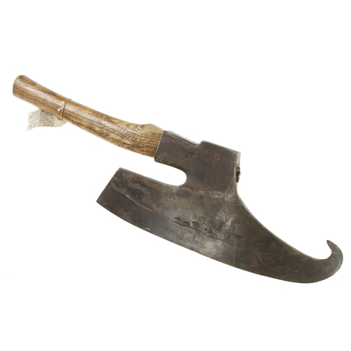 770 - An unusually small, stylish L/H goosewing side axe with maker's mark and 14