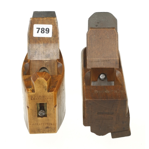 789 - A beech compass plane with boxwood mouth adjuster and an unusual panel type hollowing plane with sol... 