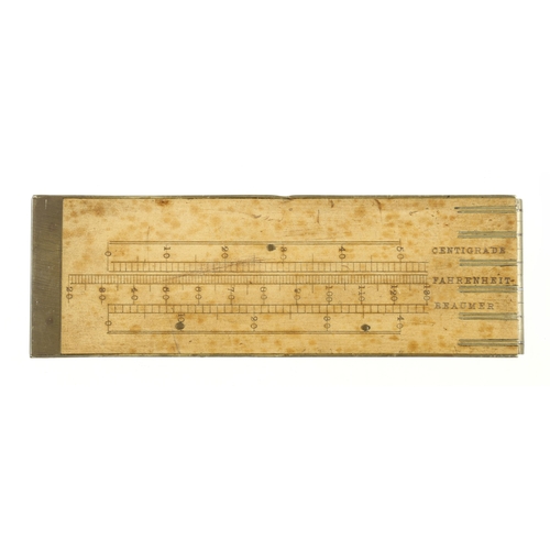 835 - A two fold boxwood and brass clinometer rule by TROUGHTON & SIMMS London marked Centigrade, Fahrenhe... 