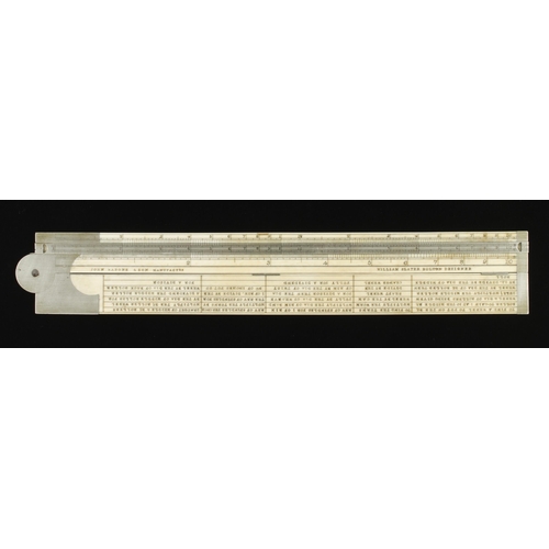 897 - A rare, unusually wide section, 2' two fold ivory slide rule with German silver fittings by JOHN RAB... 