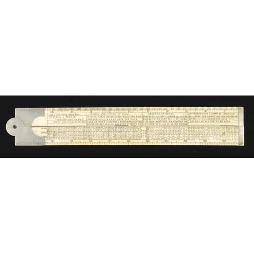 897 - A rare, unusually wide section, 2' two fold ivory slide rule with German silver fittings by JOHN RAB... 