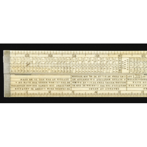 897 - A rare, unusually wide section, 2' two fold ivory slide rule with German silver fittings by JOHN RAB... 