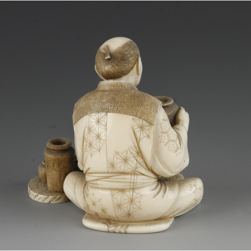 903 - A fine ivory okimono of a potter at his wheel 4