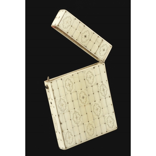 922 - An ivory card case with unusual pique-cloute decoration on all surfaces G++