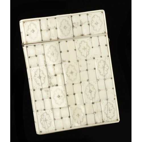 922 - An ivory card case with unusual pique-cloute decoration on all surfaces G++