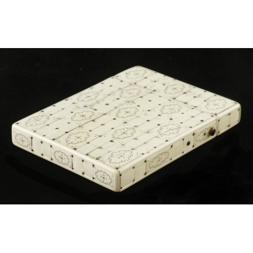 922 - An ivory card case with unusual pique-cloute decoration on all surfaces G++