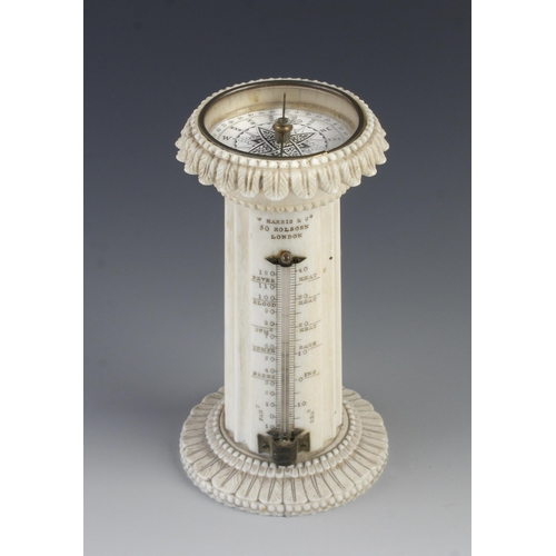 924 - A combination ivory compass and thermometer by W.HARRIS 50 Holborn London F