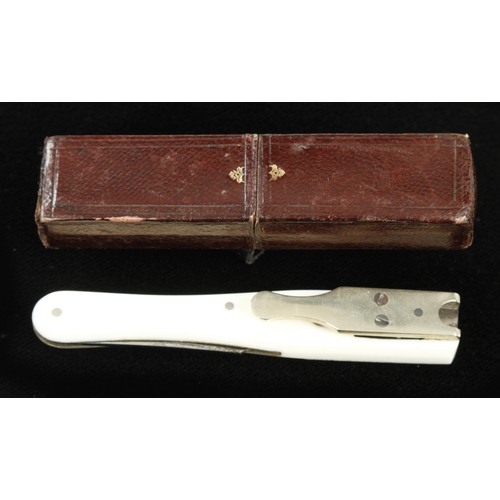 928 - An ivory and German silver quill cutter by JOSEPH ROGERS in orig case also with Roger's Cutlers to H... 