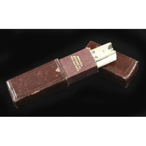 928 - An ivory and German silver quill cutter by JOSEPH ROGERS in orig case also with Roger's Cutlers to H... 