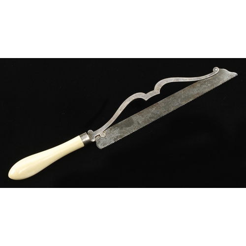 931 - A plated surgeon's saw with fancy frame and ivory handle 14