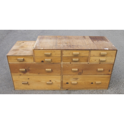 369A - A homemade ply storage unit with 11 pine drawers 57