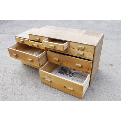 369A - A homemade ply storage unit with 11 pine drawers 57