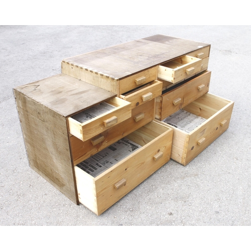 369A - A homemade ply storage unit with 11 pine drawers 57