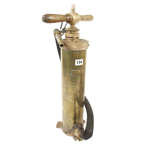 134 - Three early brass fire extinguishers/pumps G