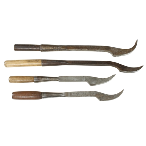 151 - Four named swan neck mortice chisels G+