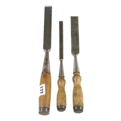 177 - Three USA socket chisels 1/2