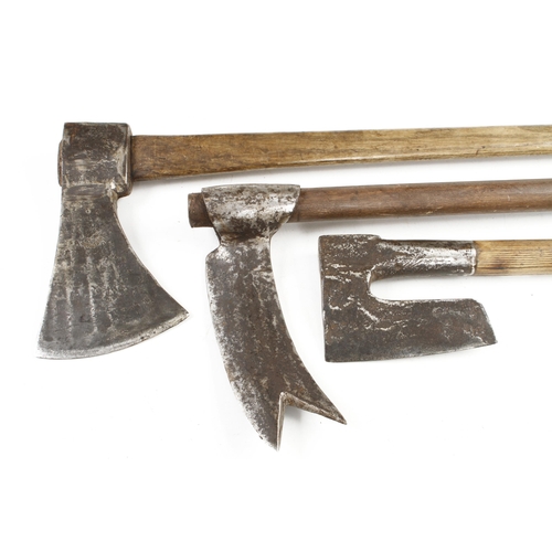 26 - Three French tools; TALABOT No 41 felling axe, side axe and coutre (swift) G+